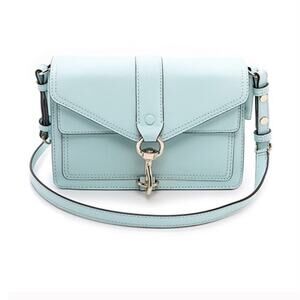Rebecca Minkoff Hudson Moto Mini Crossbody Bag Blue Saffiano Leather